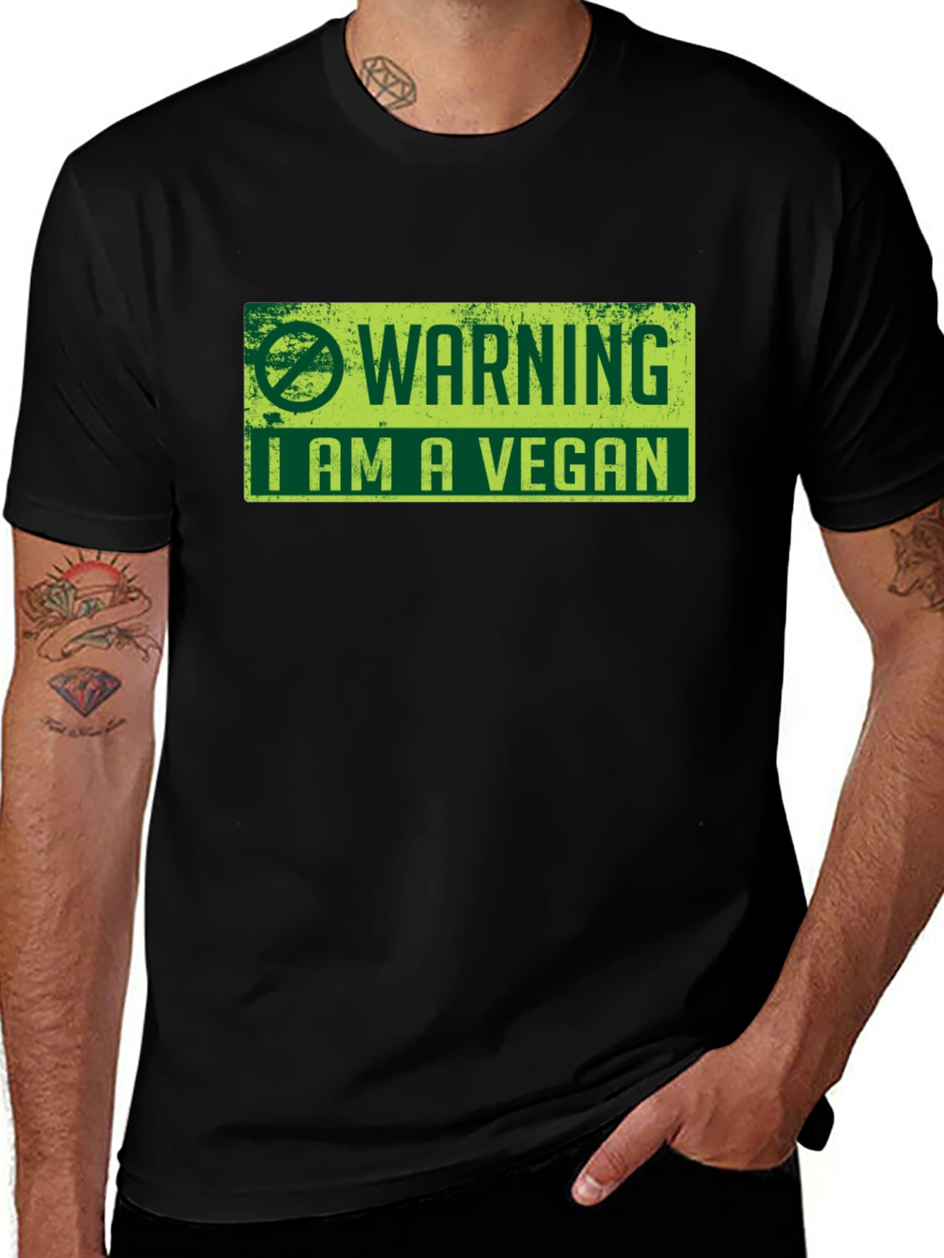 Vegan Warning Graphic Tee - Black
