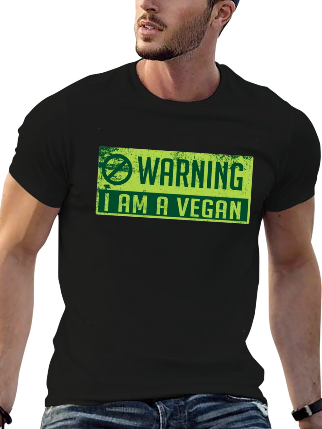 Vegan Warning Graphic Tee - Black