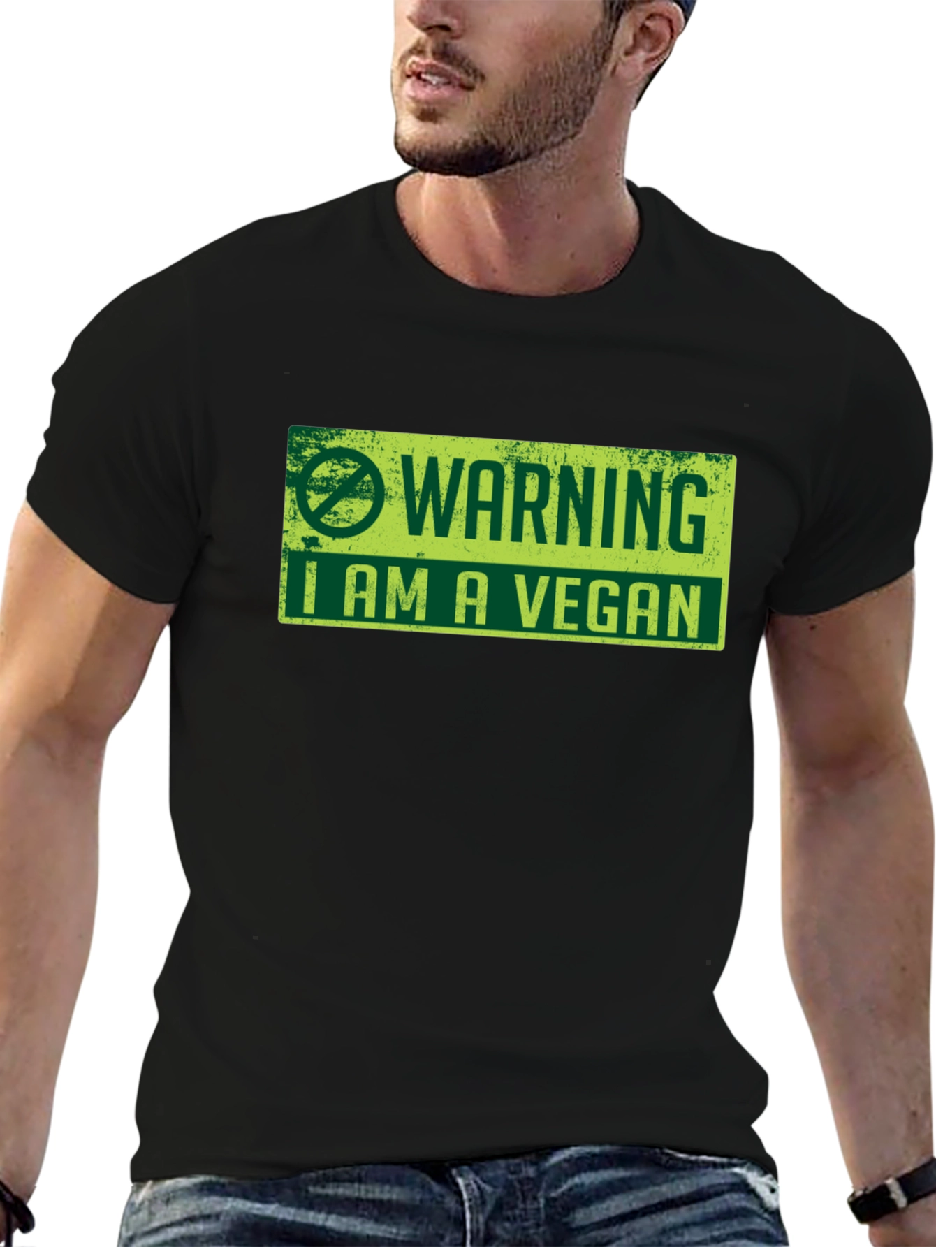 Vegan Warning Graphic Tee - Black