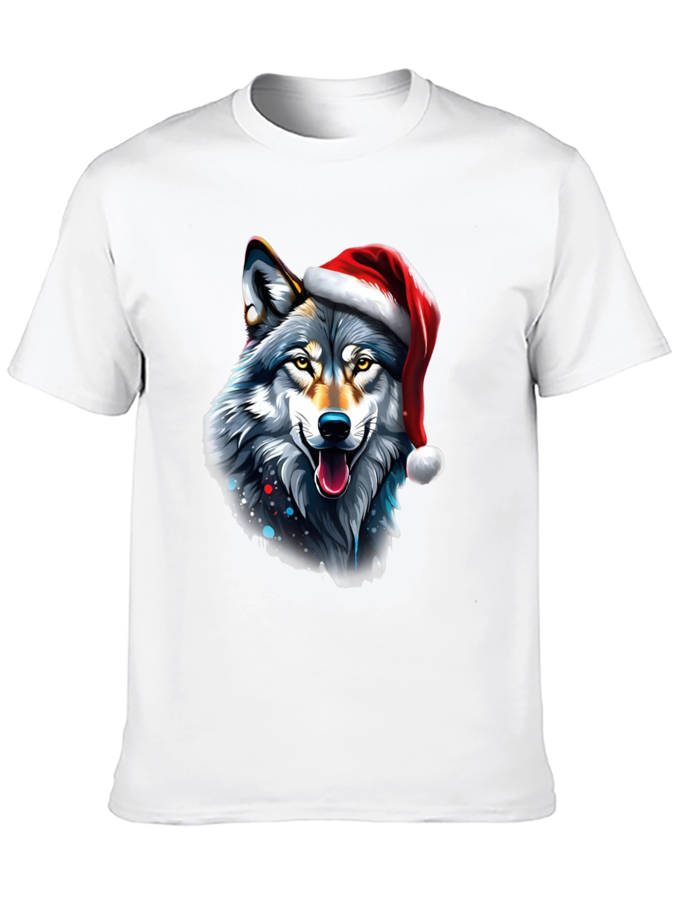 Festive Wolf Graphic Tee - Holiday Style