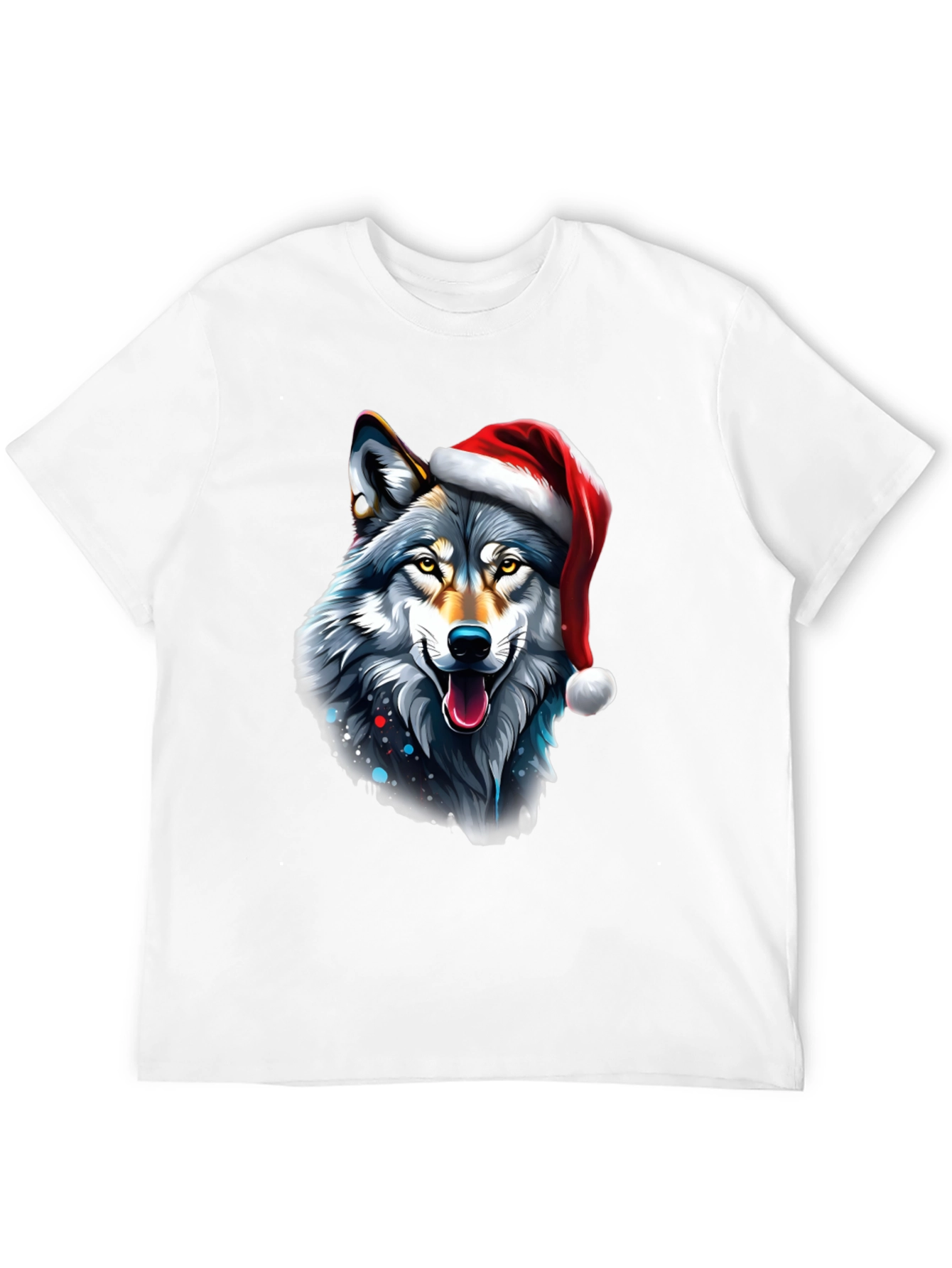 Festive Wolf Graphic Tee - Holiday Style