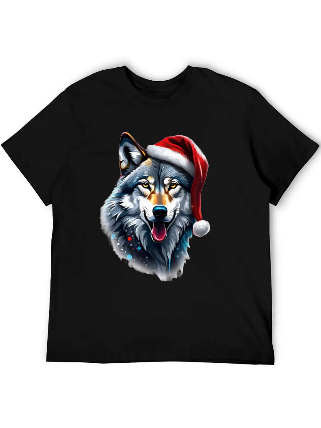 Festive Wolf Graphic Tee - Holiday Style