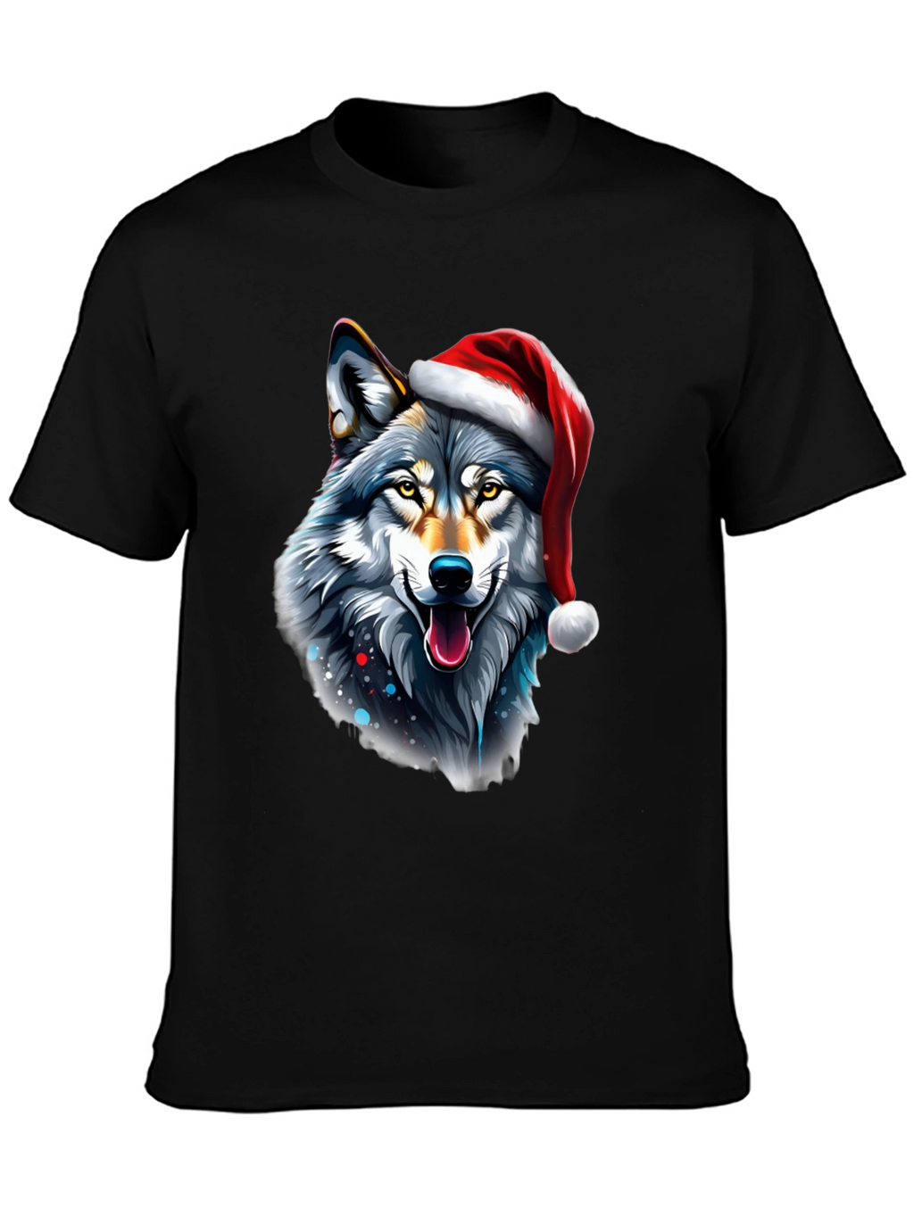 Festive Wolf Graphic Tee - Holiday Style