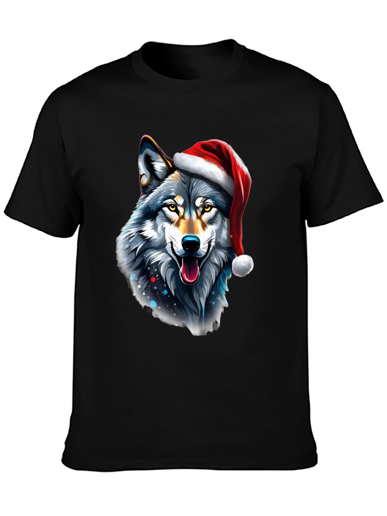 Festive Wolf Graphic Tee - Holiday Style