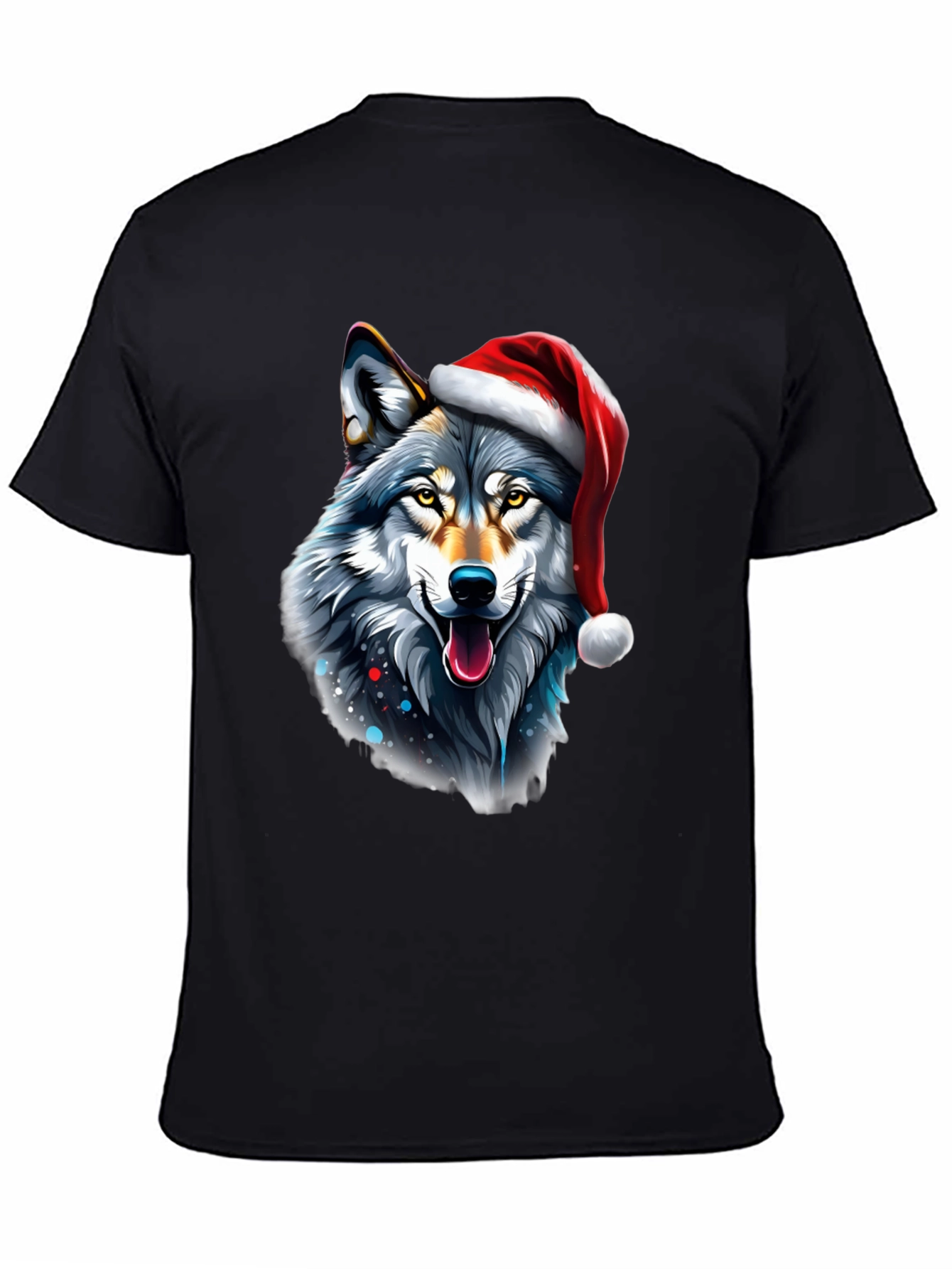 Festive Wolf Graphic Tee - Holiday Style