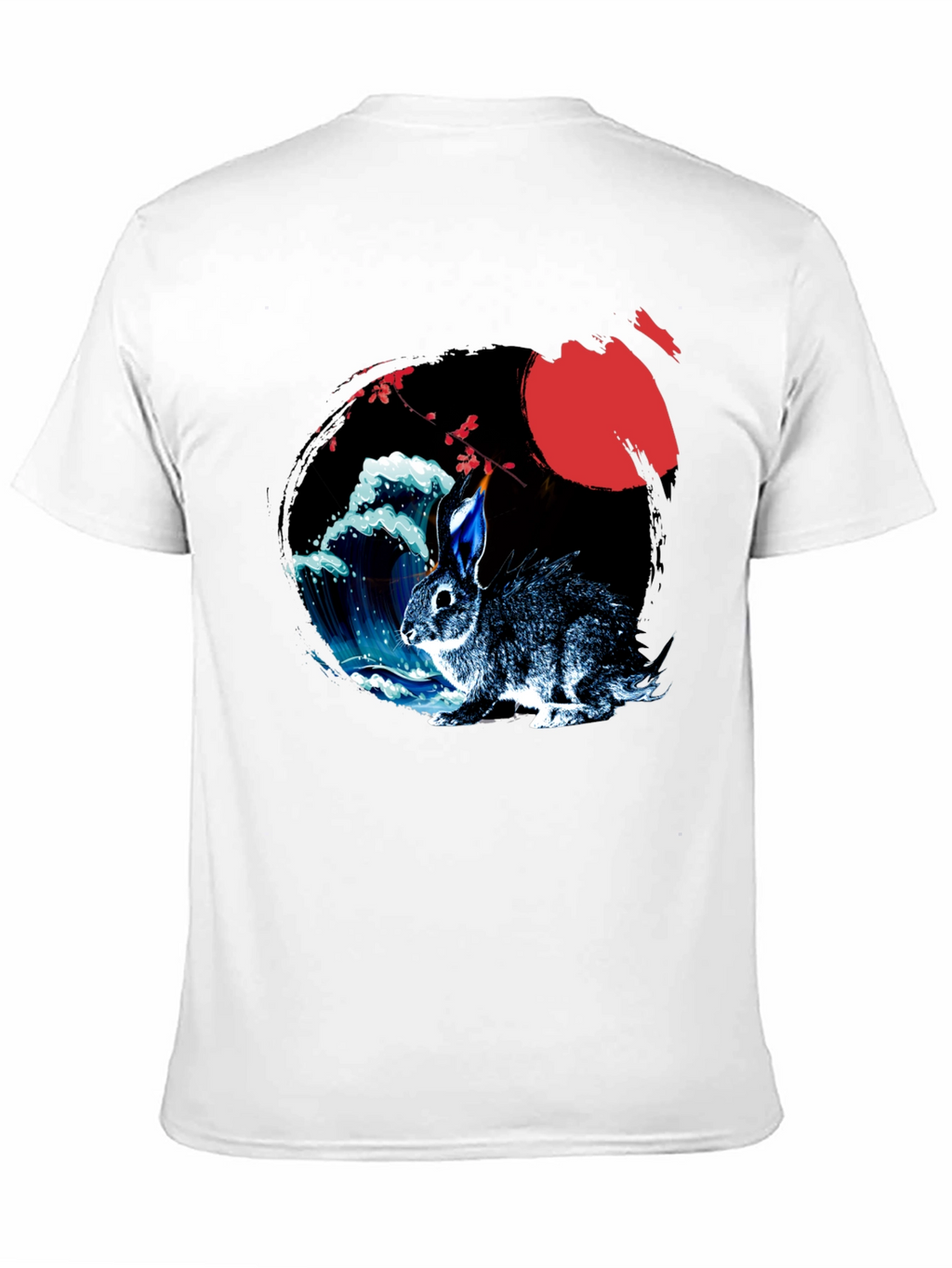 Rabbit Moon Graphic Tee - Japanese Wave Design