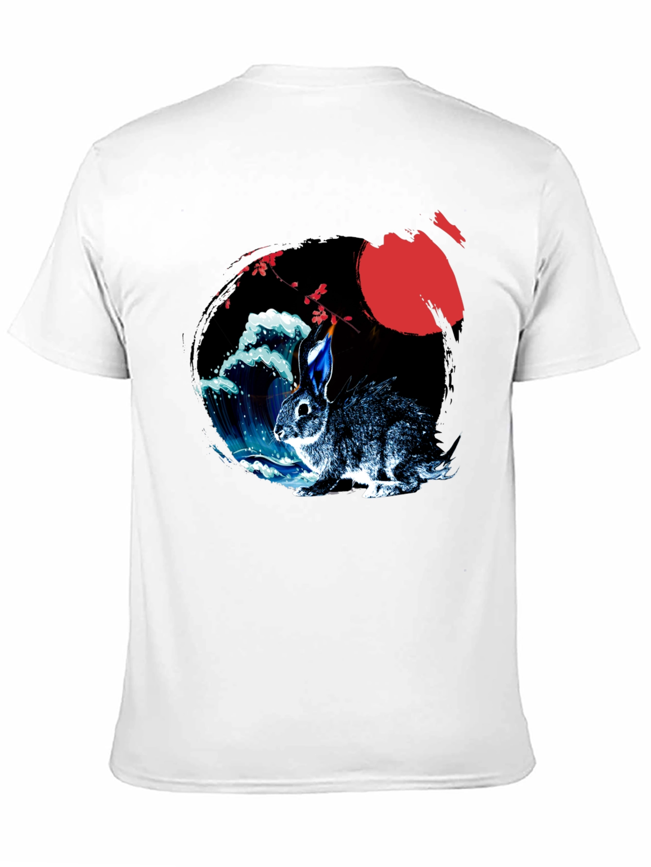 Rabbit Moon Graphic Tee - Japanese Wave Design