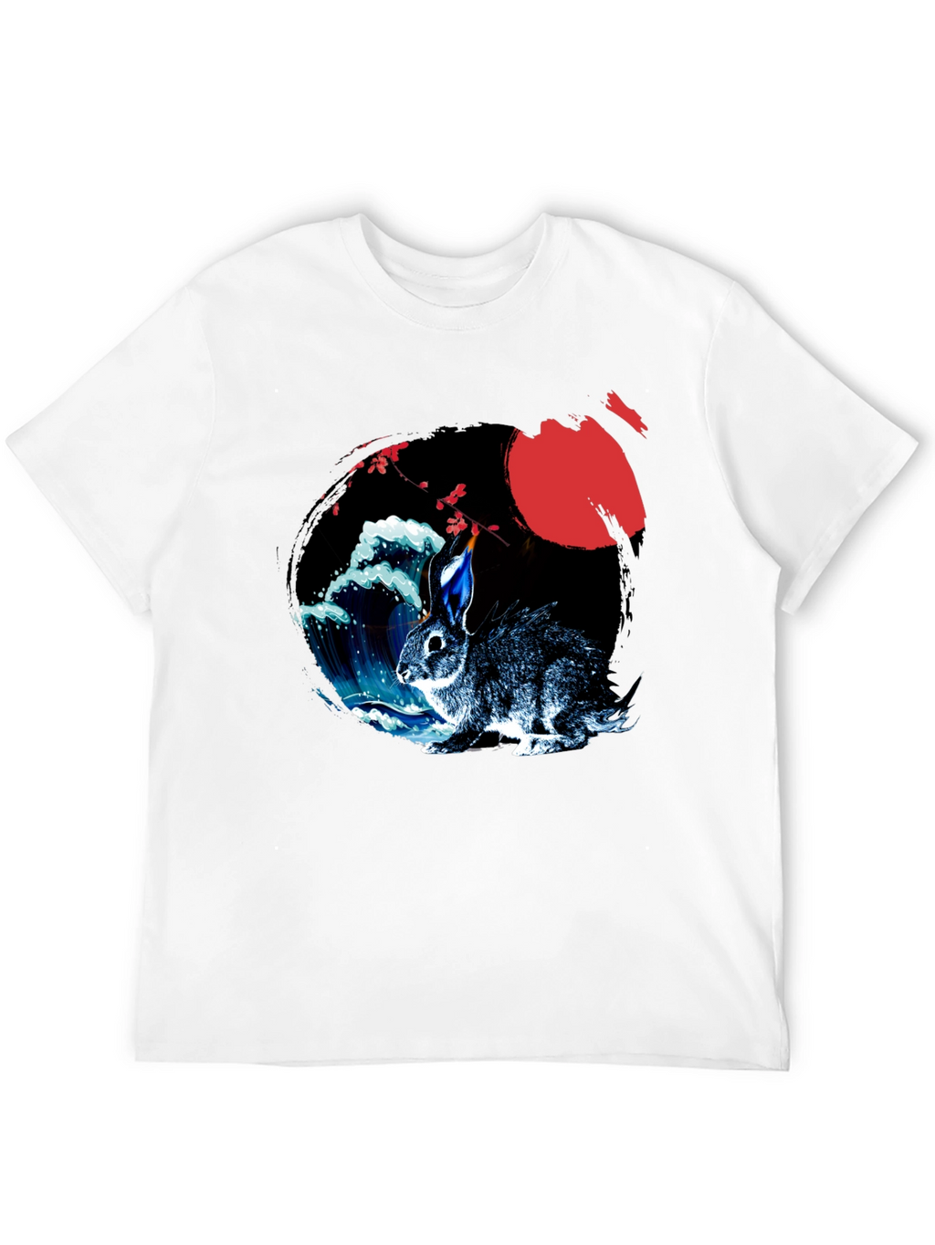 Rabbit Moon Graphic Tee - Japanese Wave Design