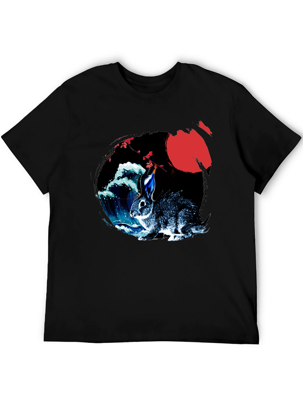 Rabbit Moon Graphic Tee - Japanese Wave Design
