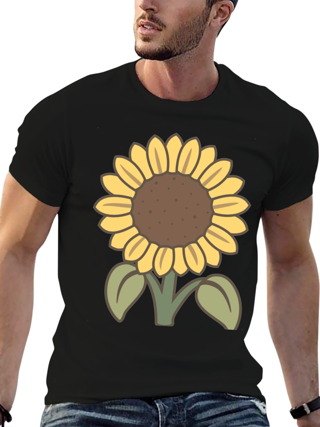 Sunflower Graphic T-Shirt - Casual Black Tee