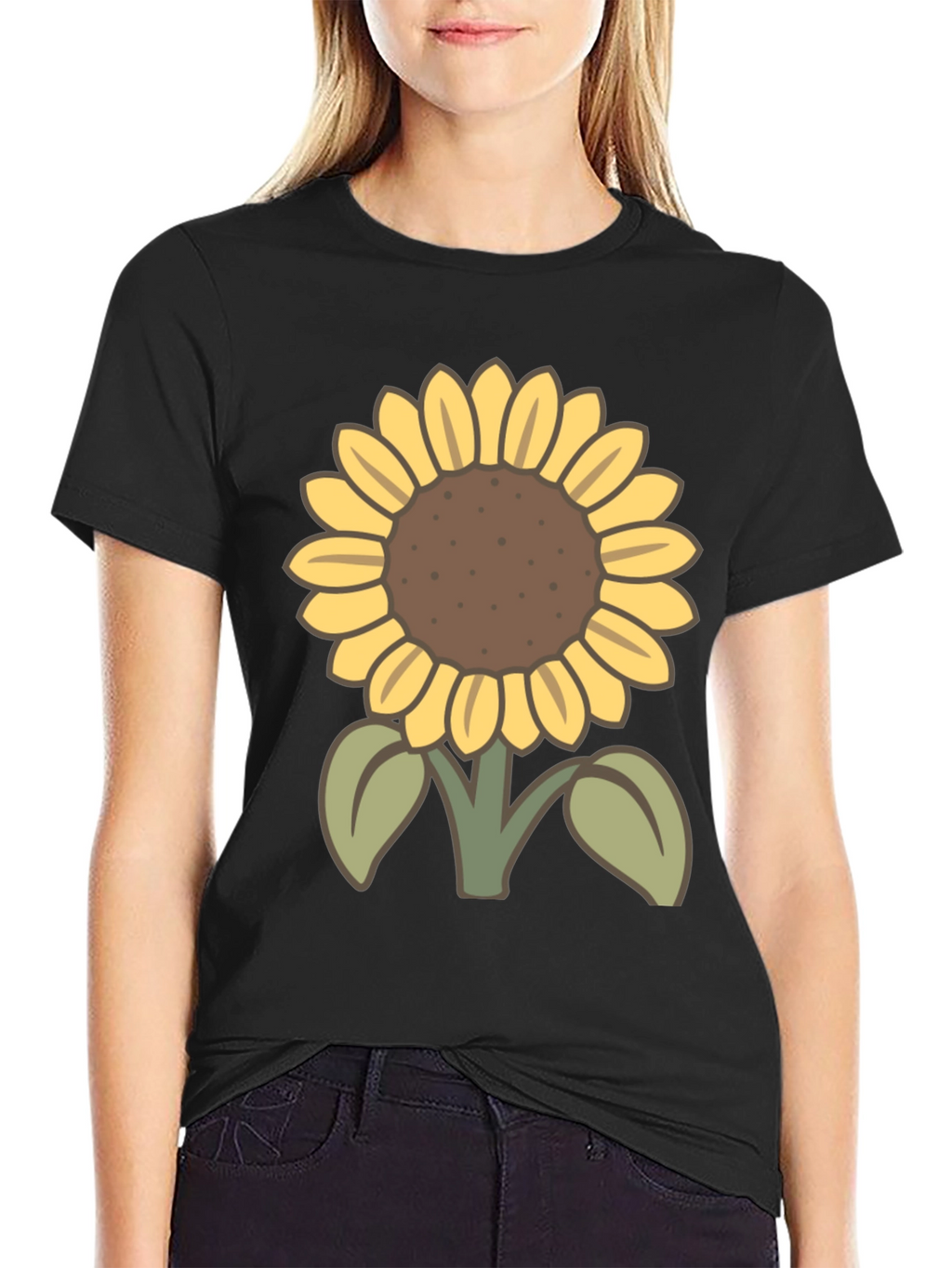 Sunflower Graphic T-Shirt - Casual Black Tee