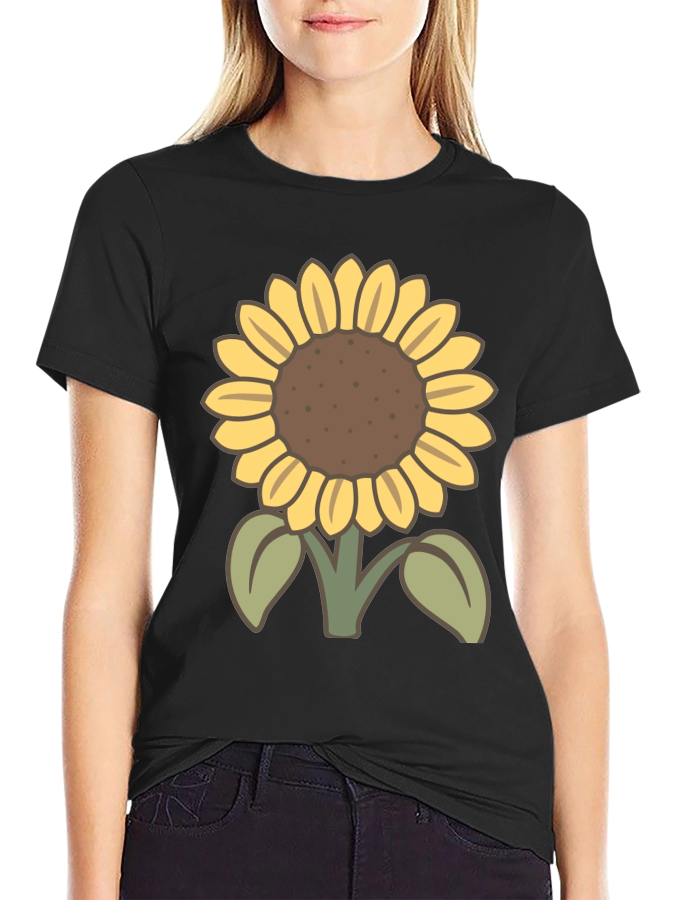 Sunflower Graphic T-Shirt - Casual Black Tee