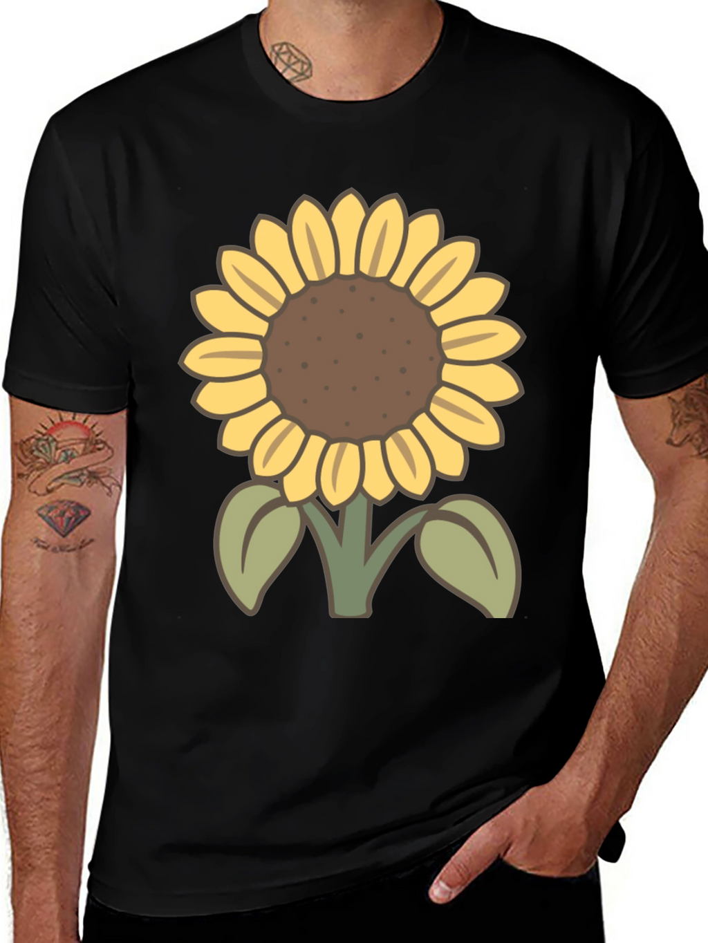 Sunflower Graphic T-Shirt - Casual Black Tee