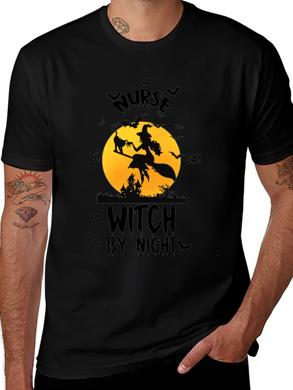Nurse by Day Witch by Night Halloween T-Shirt