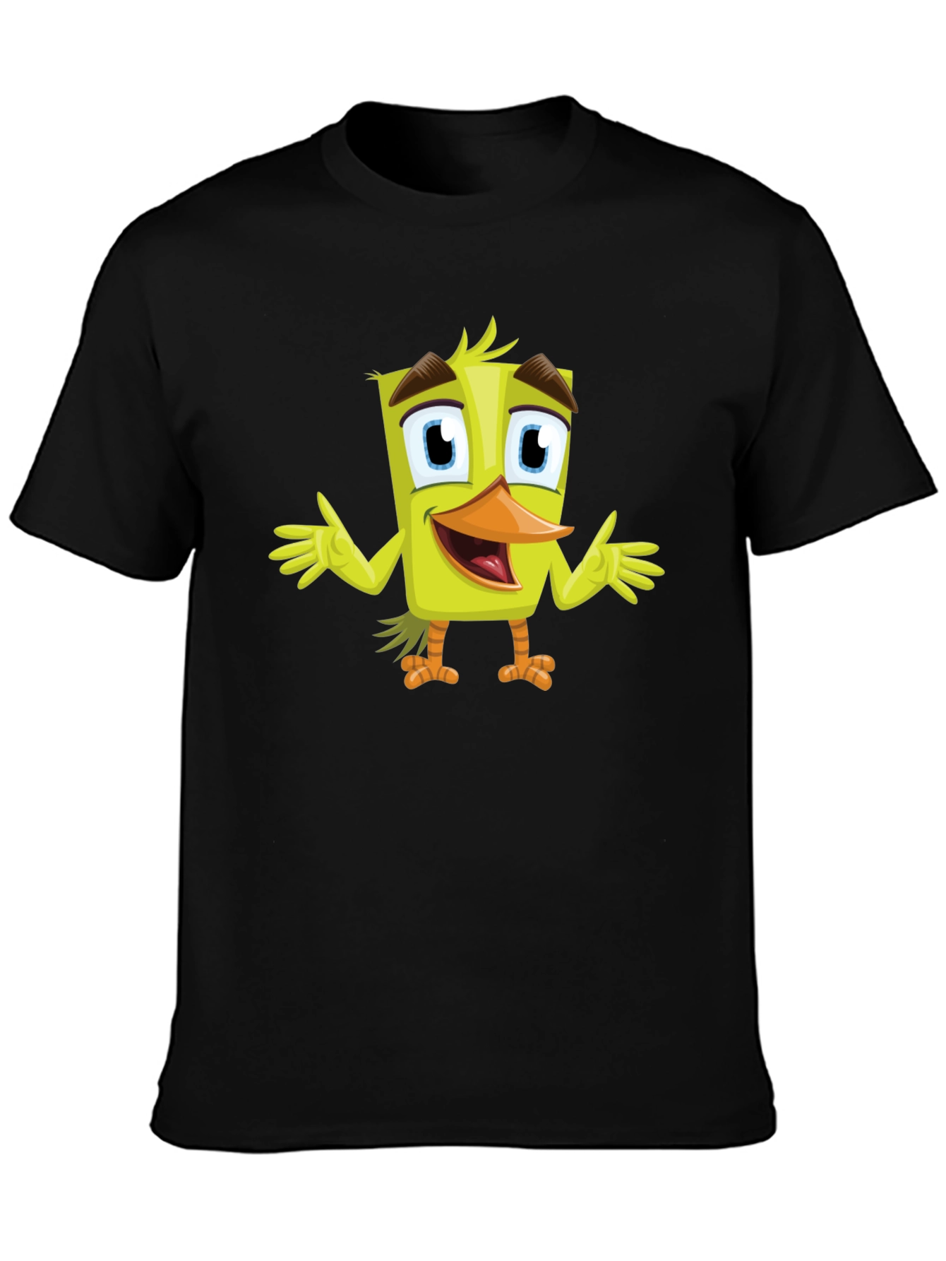 Cartoon Duck Graphic Tee - Black Unisex T-Shirt