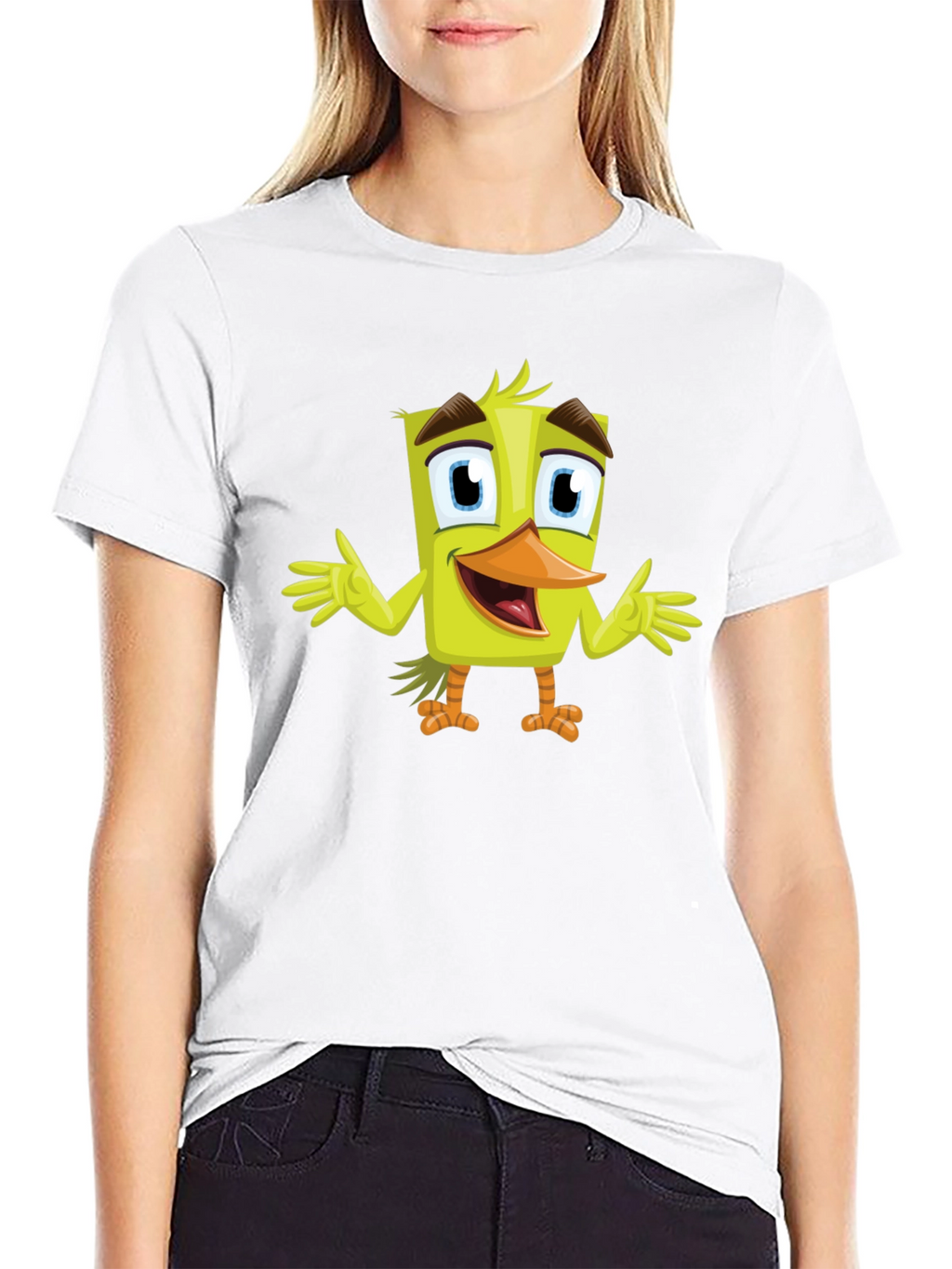 Cartoon Duck Graphic Tee - Black Unisex T-Shirt