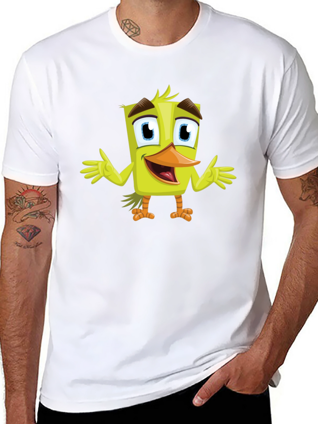 Cartoon Duck Graphic Tee - Black Unisex T-Shirt