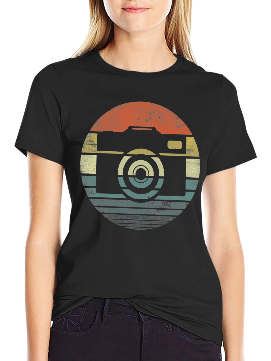 Retro Camera Graphic T-Shirt - Black