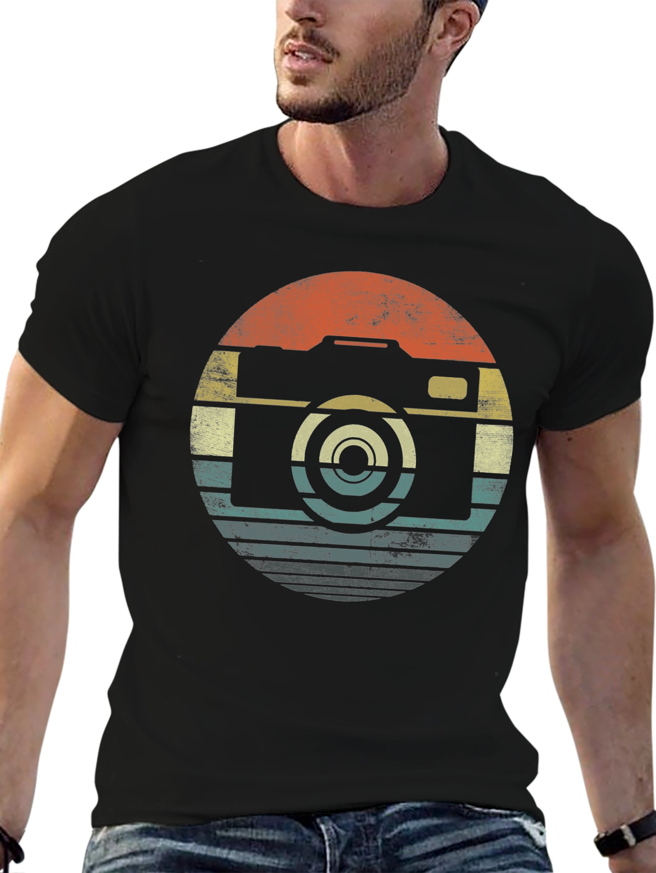 Retro Camera Graphic T-Shirt - Black
