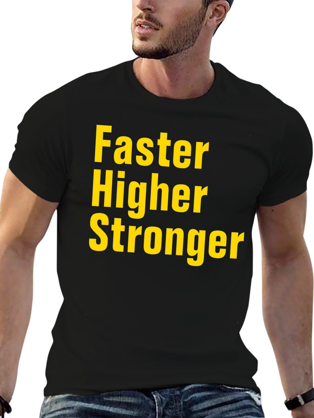 Faster Higher Stronger Black T-Shirt