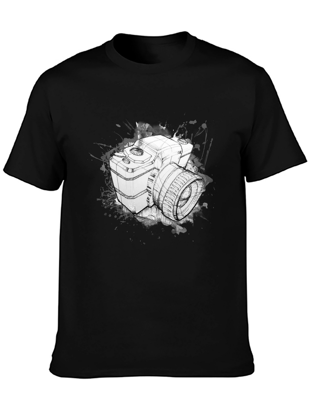 Camera Sketch Graphic Tee - Black