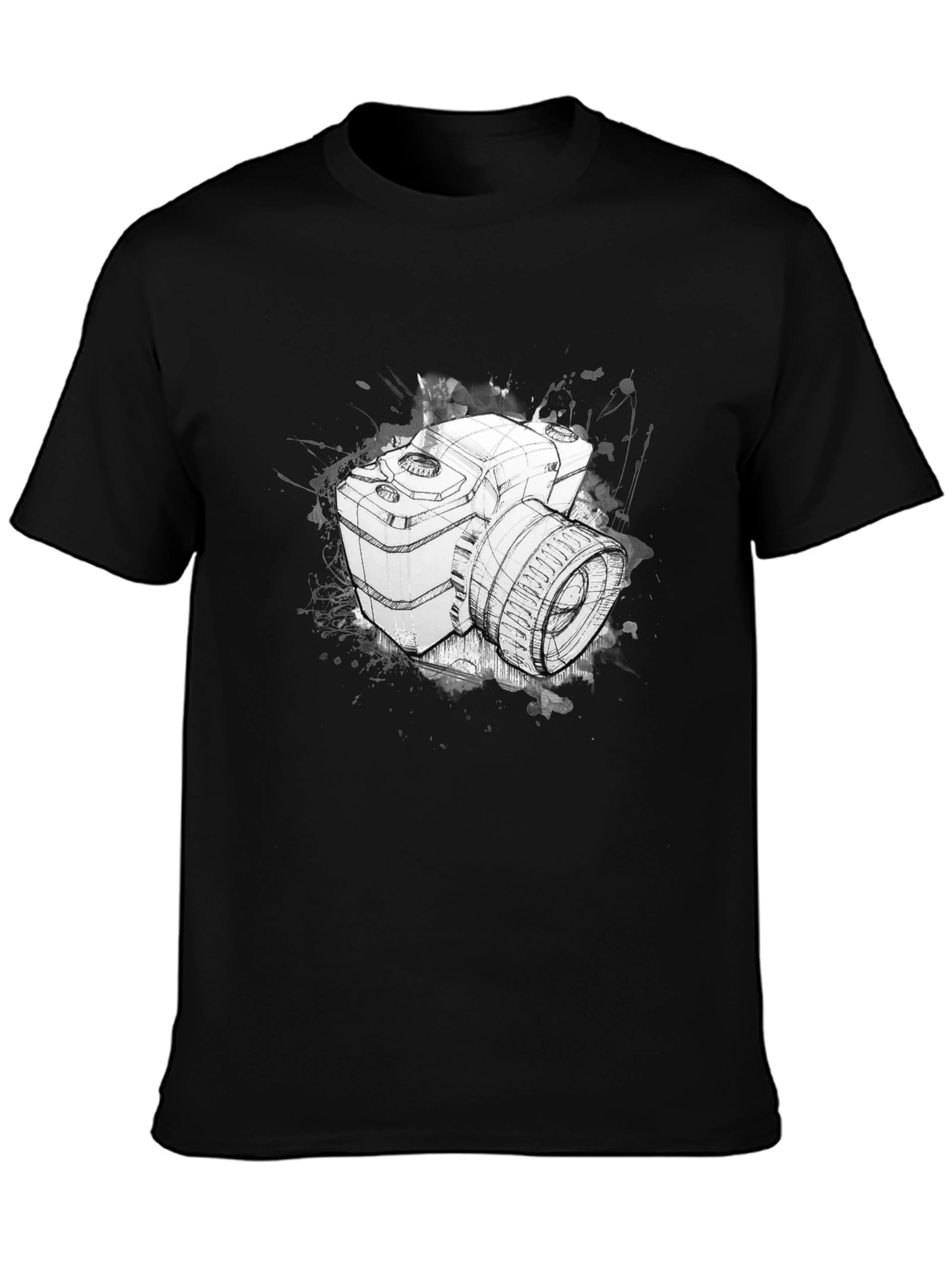 Camera Sketch Graphic Tee - Black