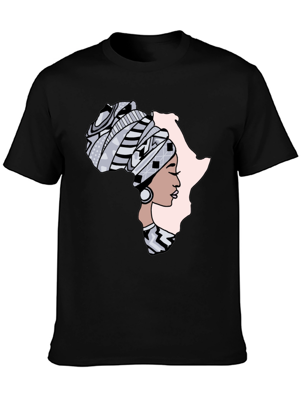 Africa Woman Graphic Tee - Black Cotton T-Shirt