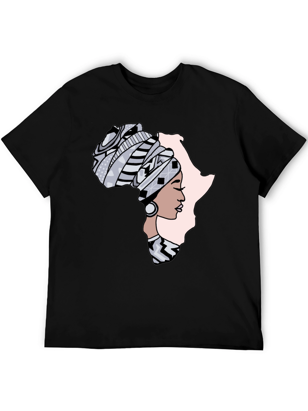 Africa Woman Graphic Tee - Black Cotton T-Shirt
