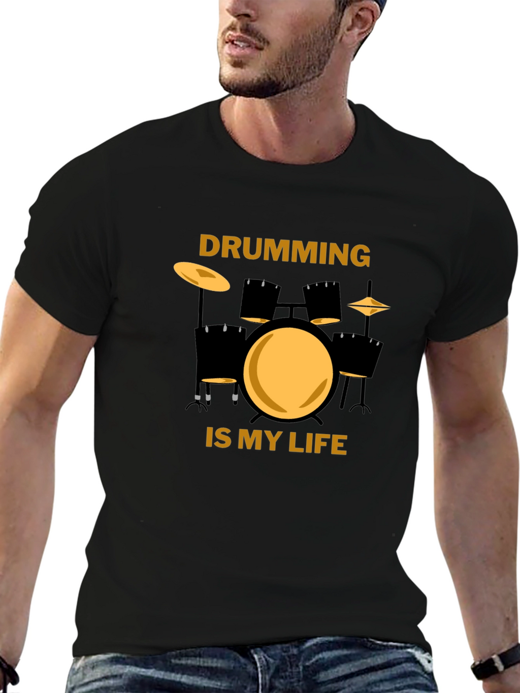 Drumming is My Life Black T-Shirt