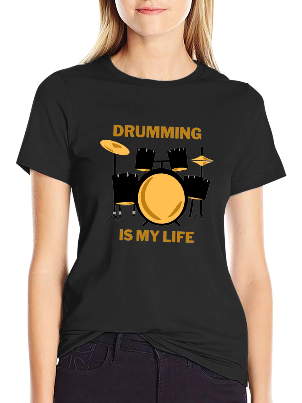 Drumming is My Life Black T-Shirt