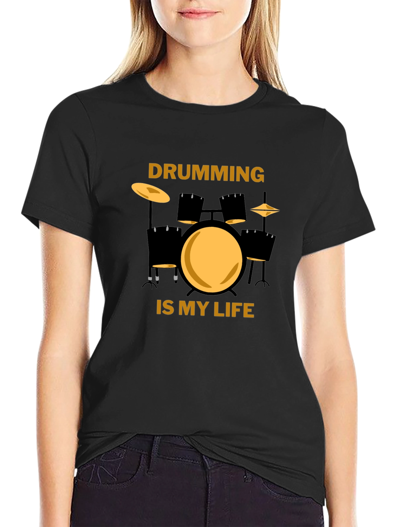 Drumming is My Life Black T-Shirt