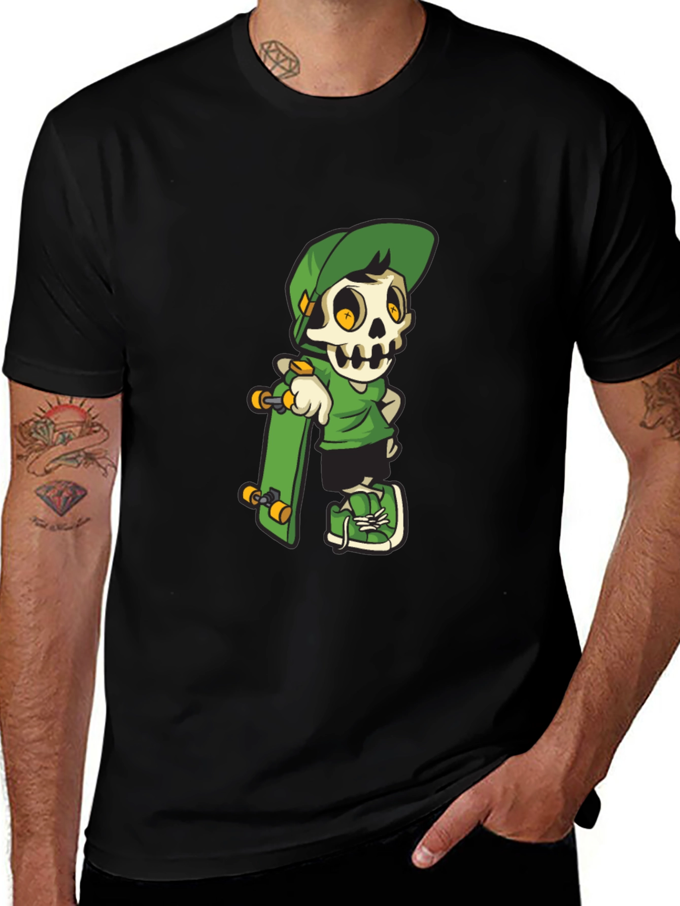 Skater Skull Graphic Tee - Cool & Edgy Design