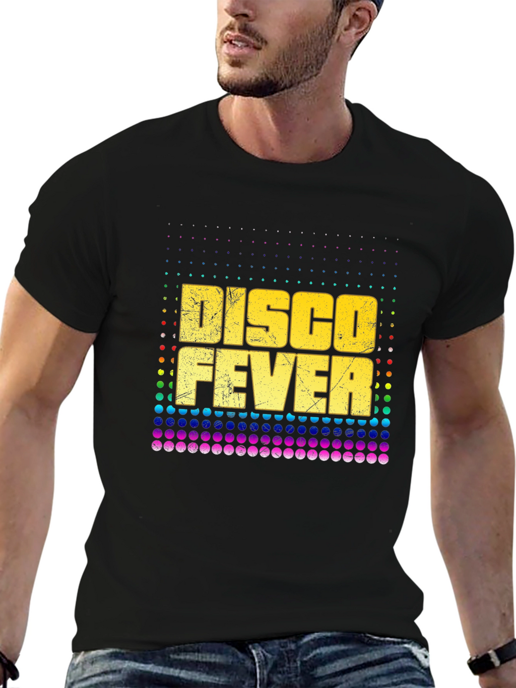 Retro Disco Fever Graphic Tee - Black