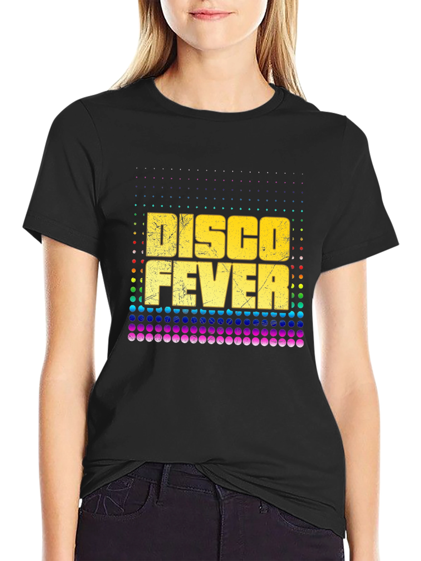 Retro Disco Fever Graphic Tee - Black