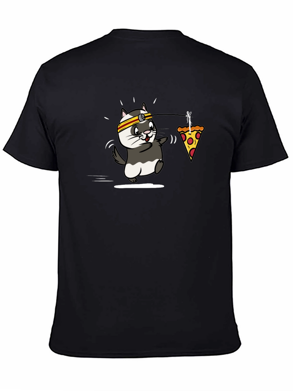 Cartoon Ferret Pizza Lover Black T-Shirt
