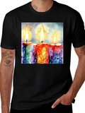 Candle Art Print Black T-Shirt