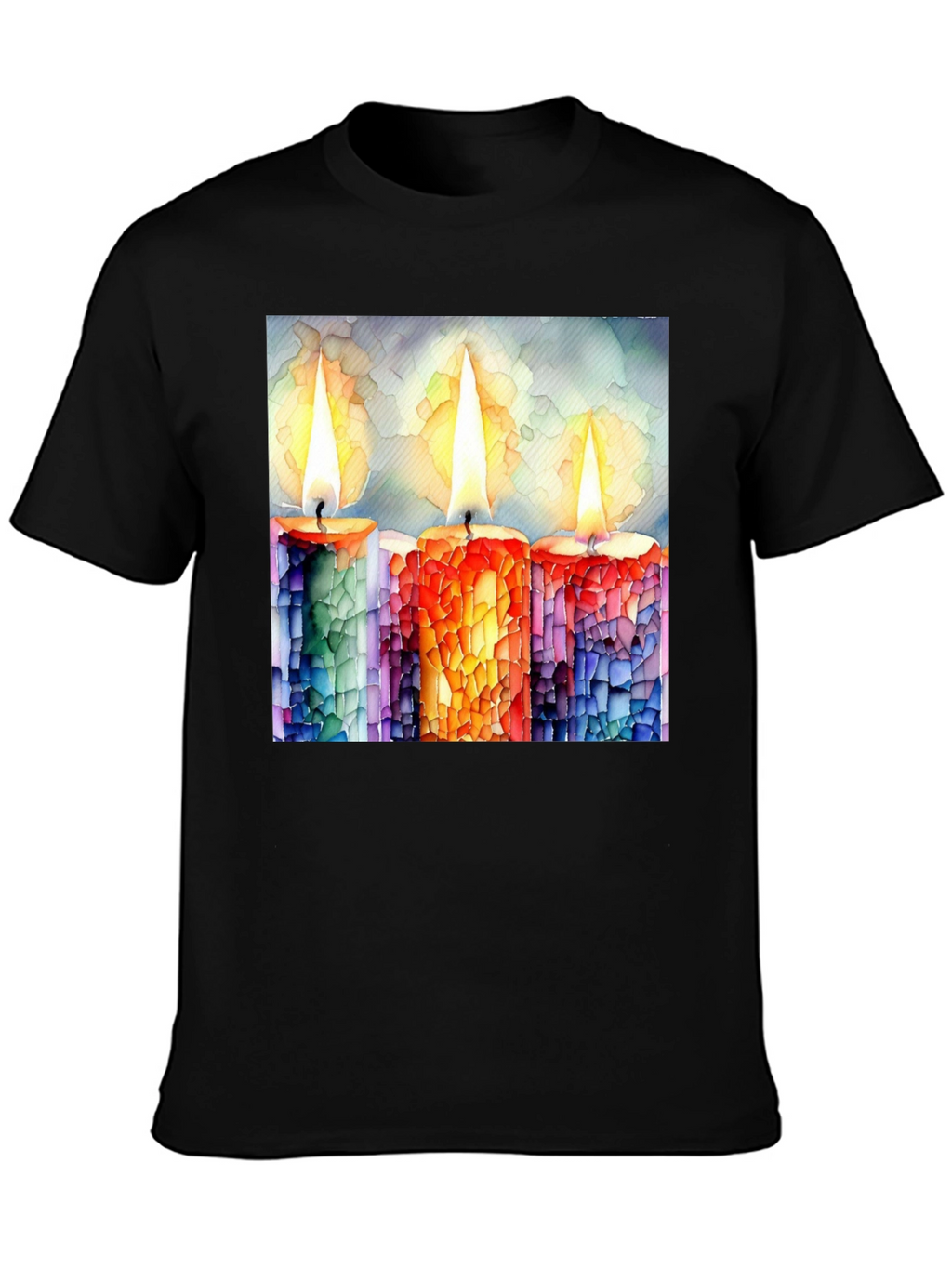 Candle Art Print Black T-Shirt