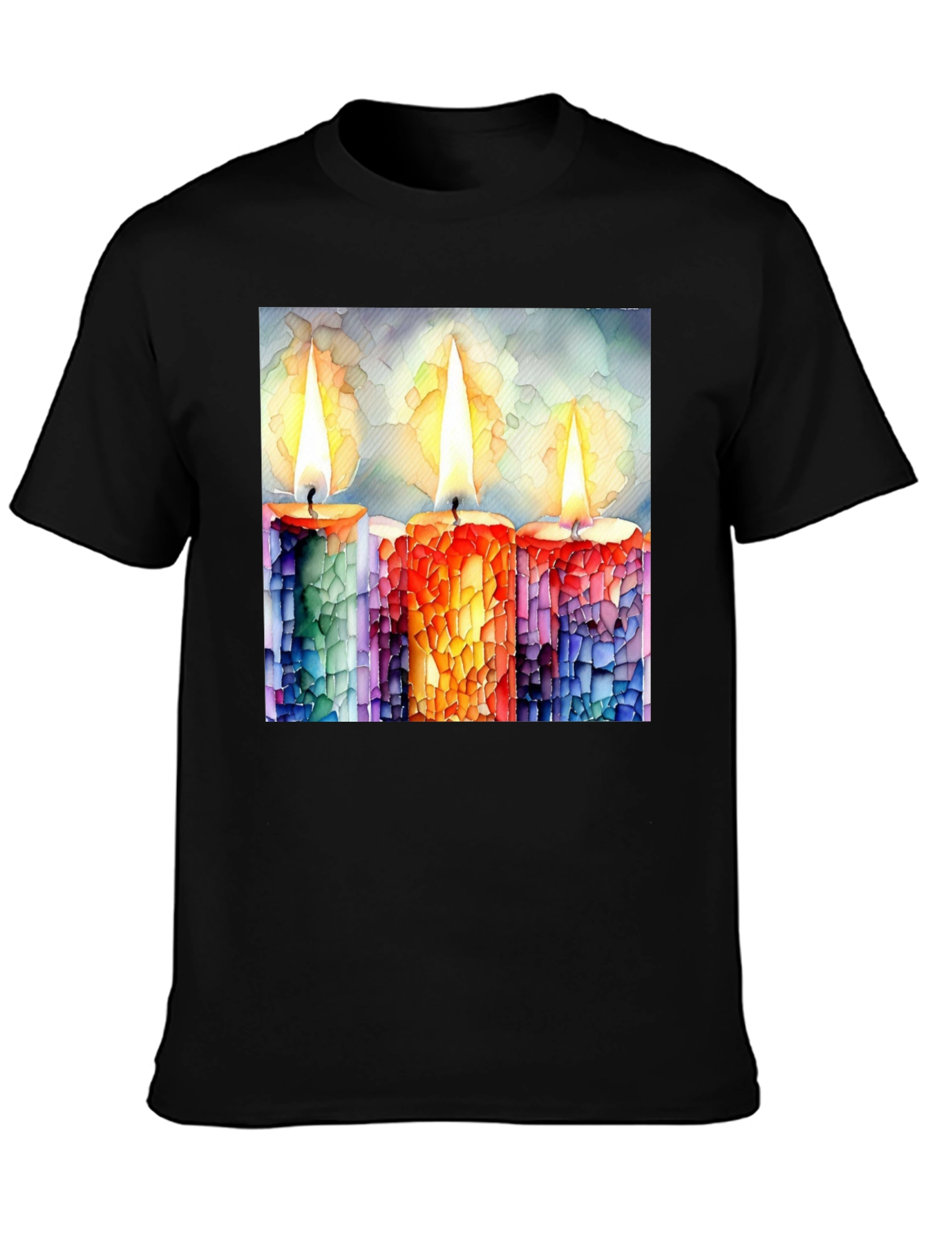 Candle Art Print Black T-Shirt