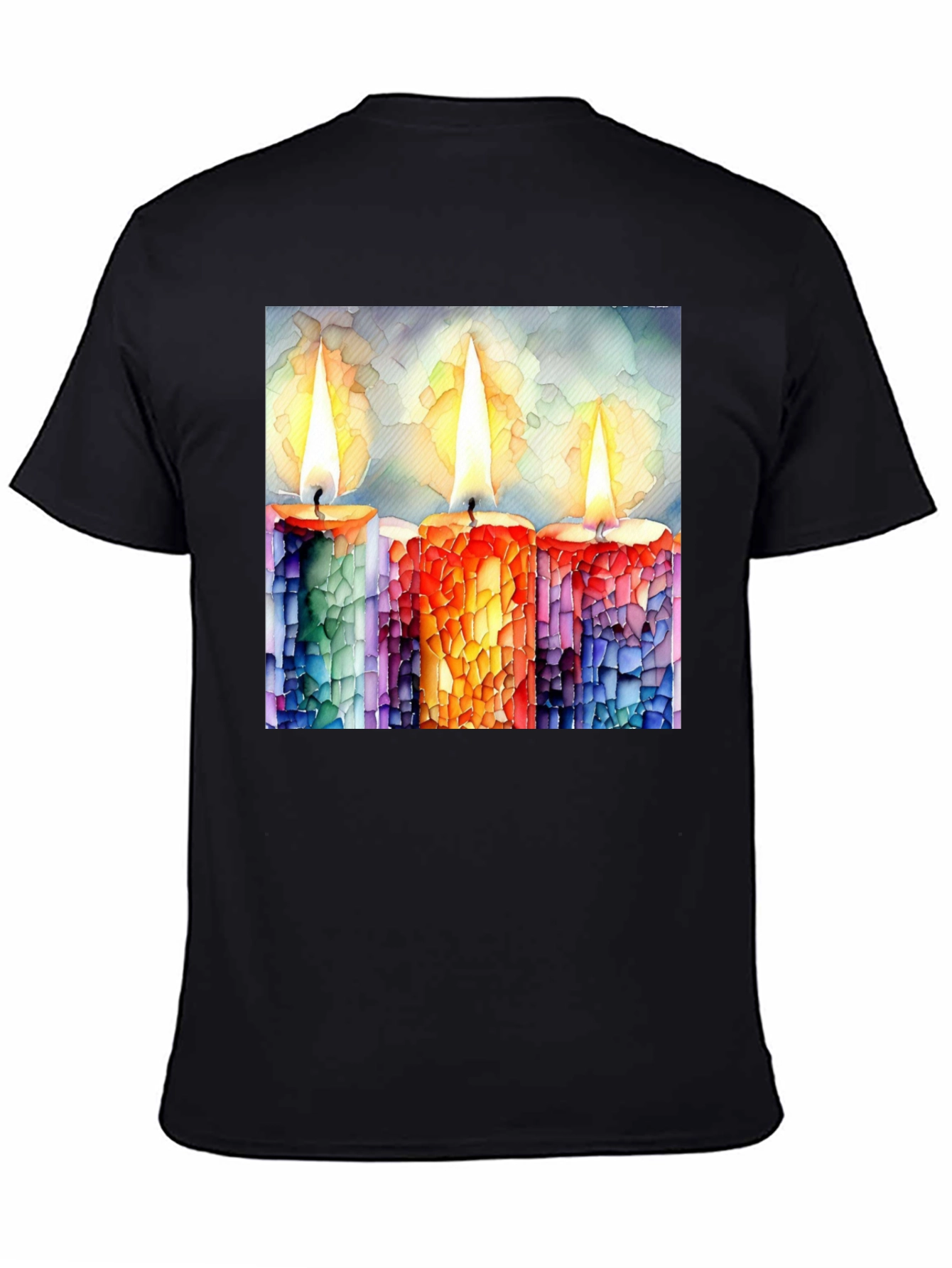Candle Art Print Black T-Shirt