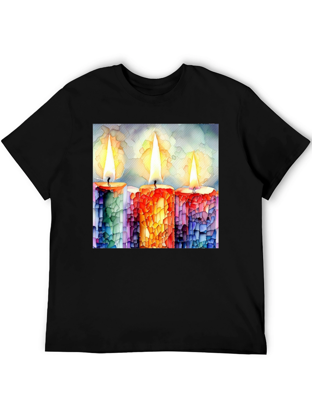 Candle Art Print Black T-Shirt