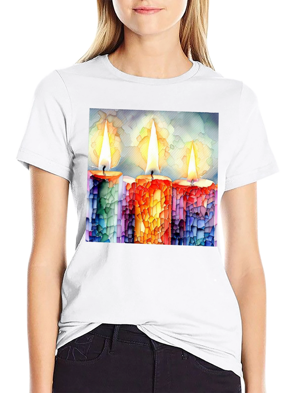 Candle Art Print Black T-Shirt