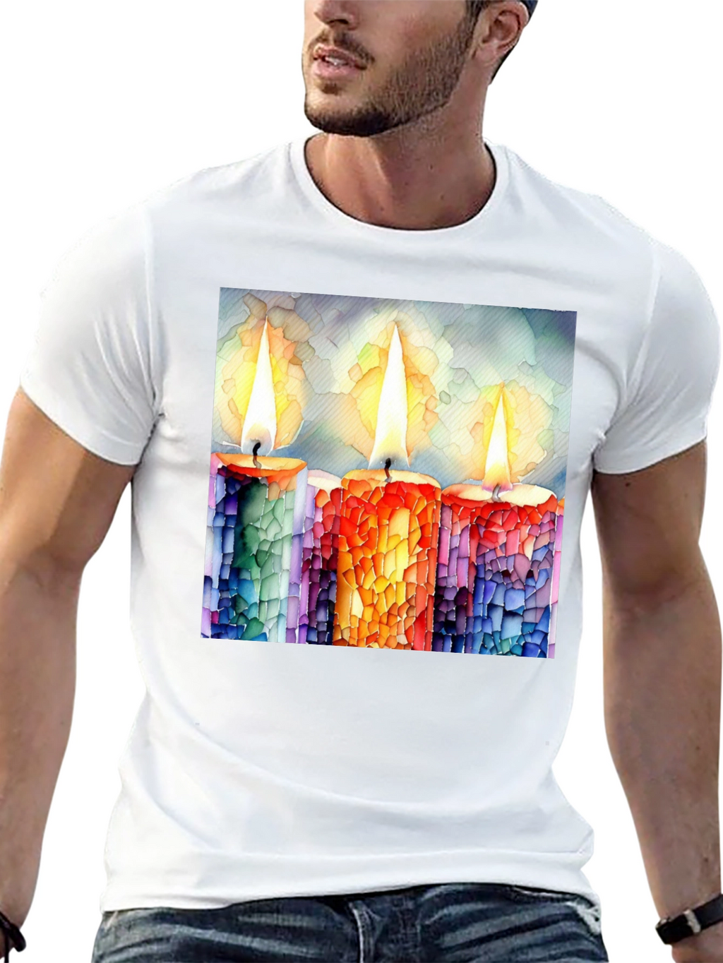 Candle Art Print Black T-Shirt