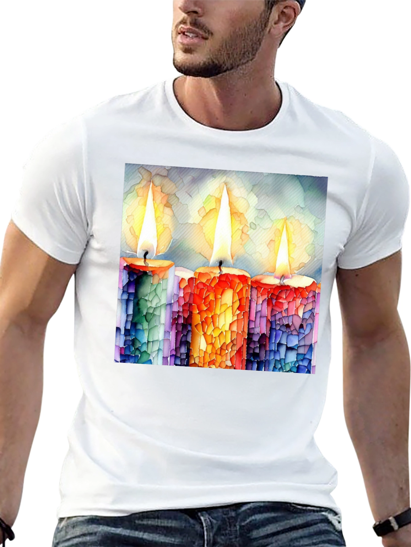 Candle Art Print Black T-Shirt