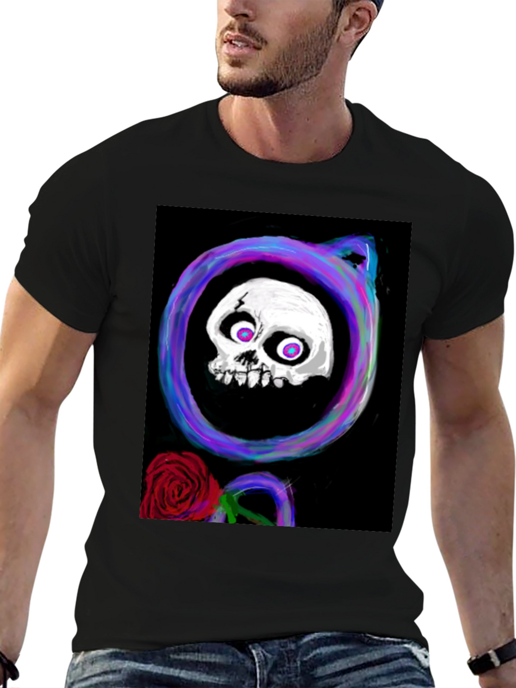 Skull & Rose Graphic Tee - Black