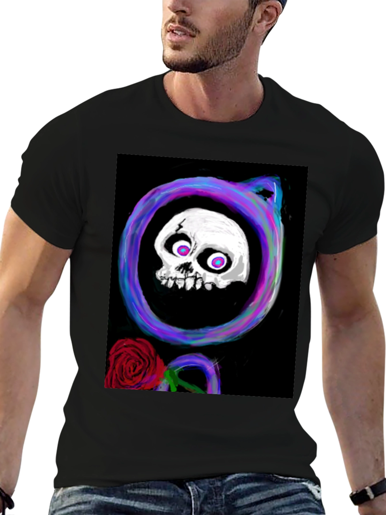 Skull & Rose Graphic Tee - Black
