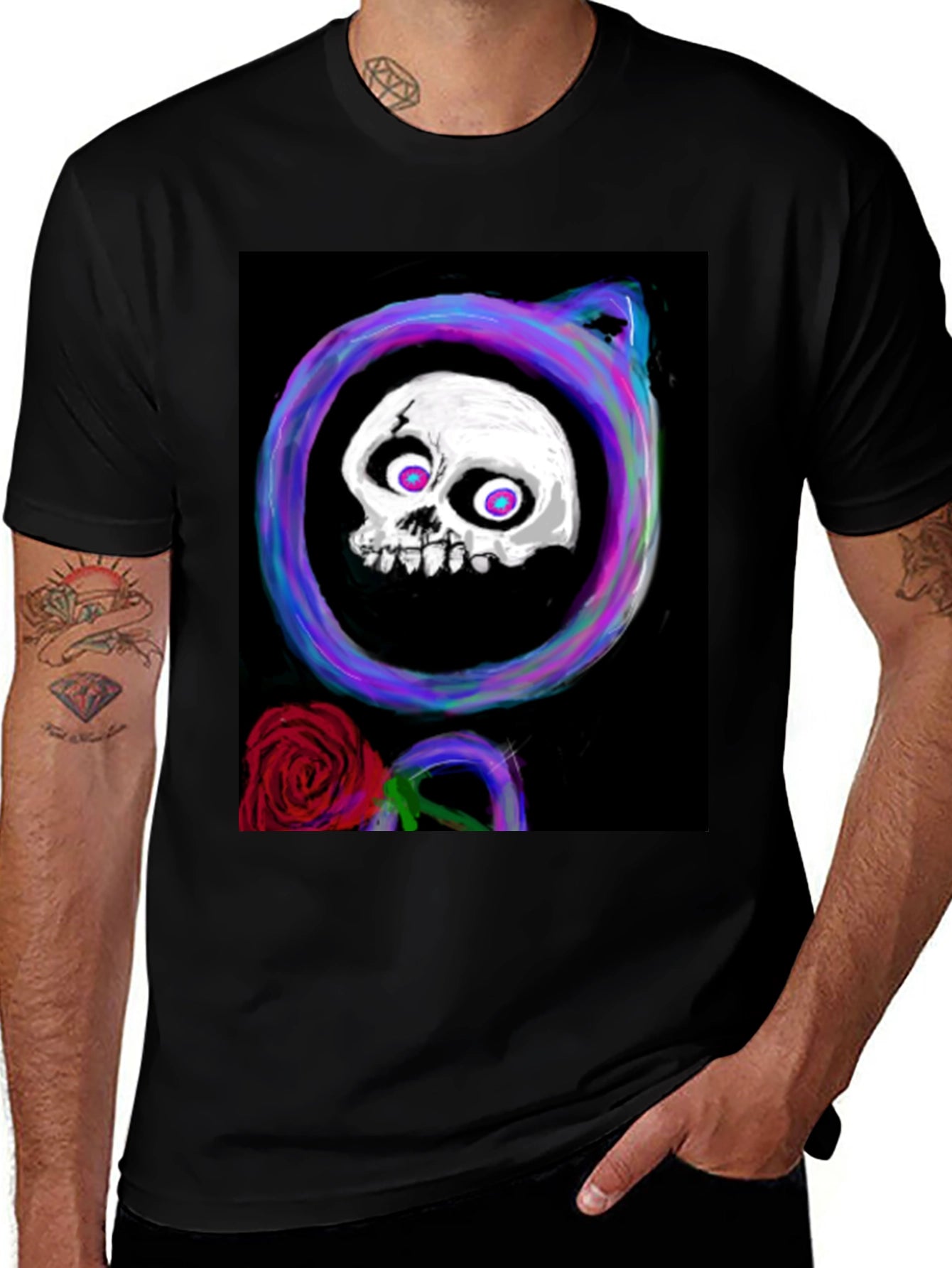 Skull & Rose Graphic Tee - Black