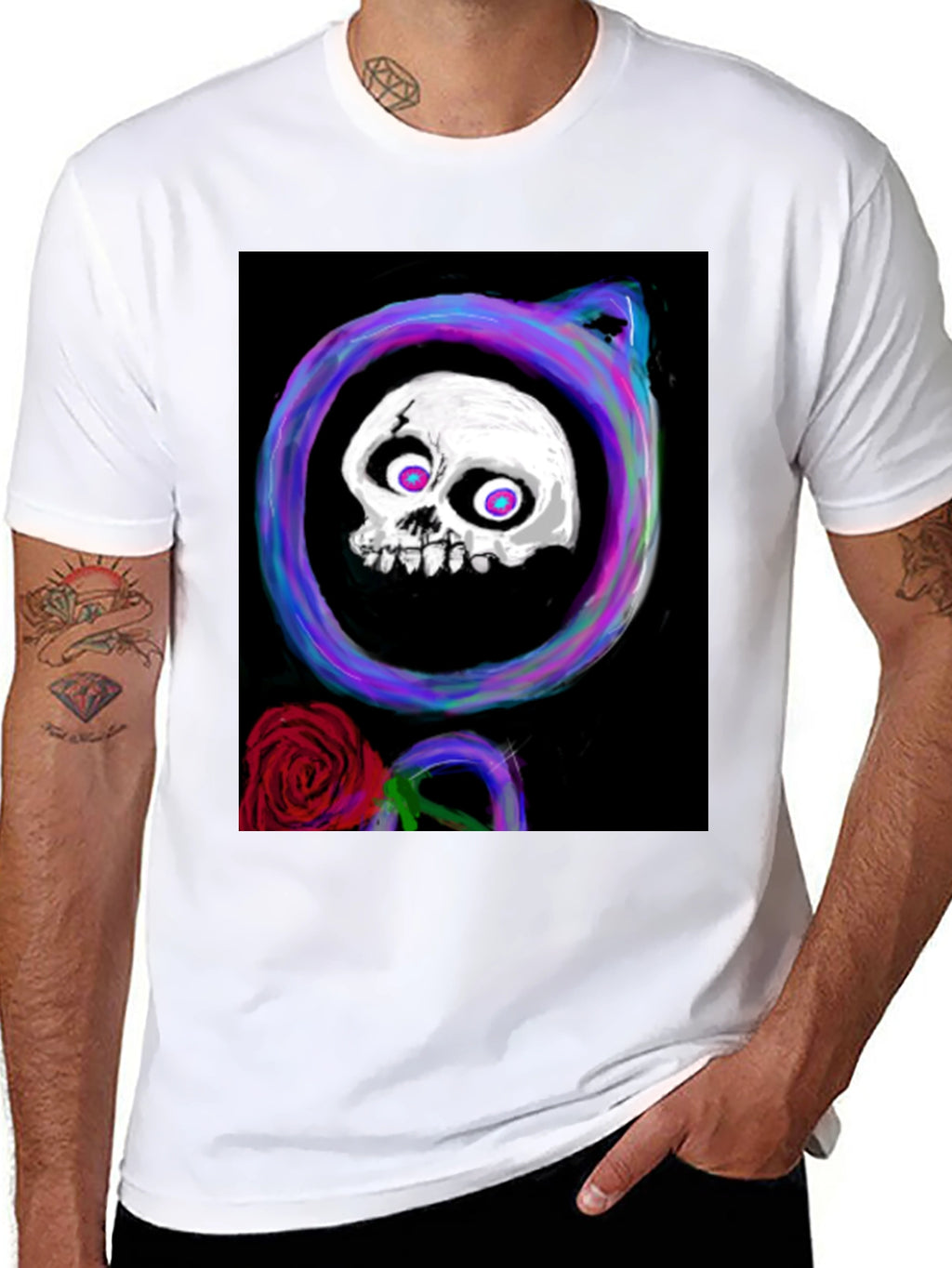 Skull & Rose Graphic Tee - Black