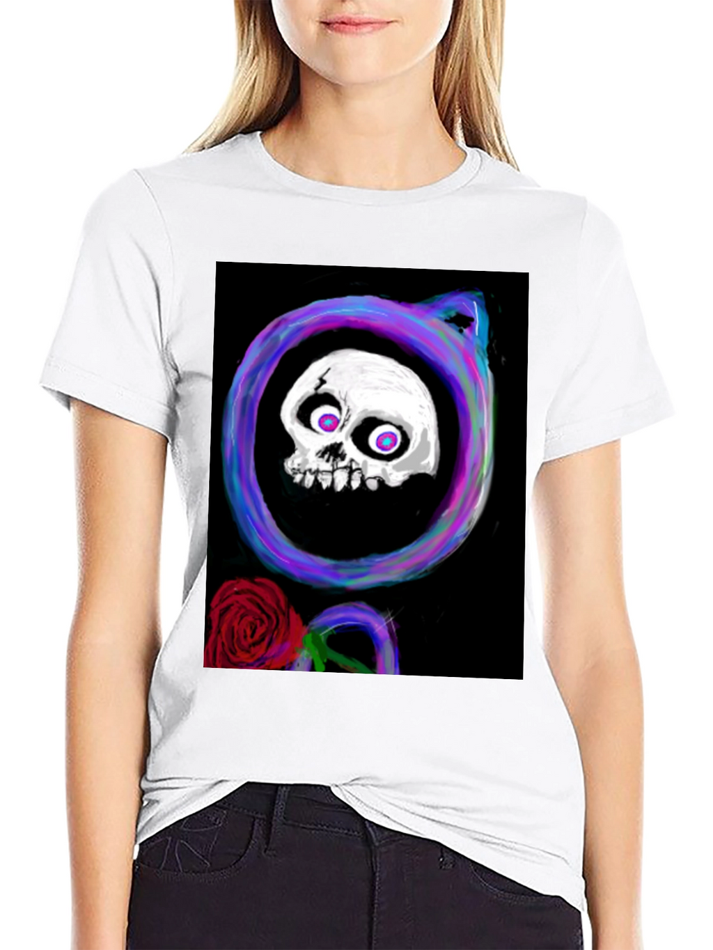 Skull & Rose Graphic Tee - Black