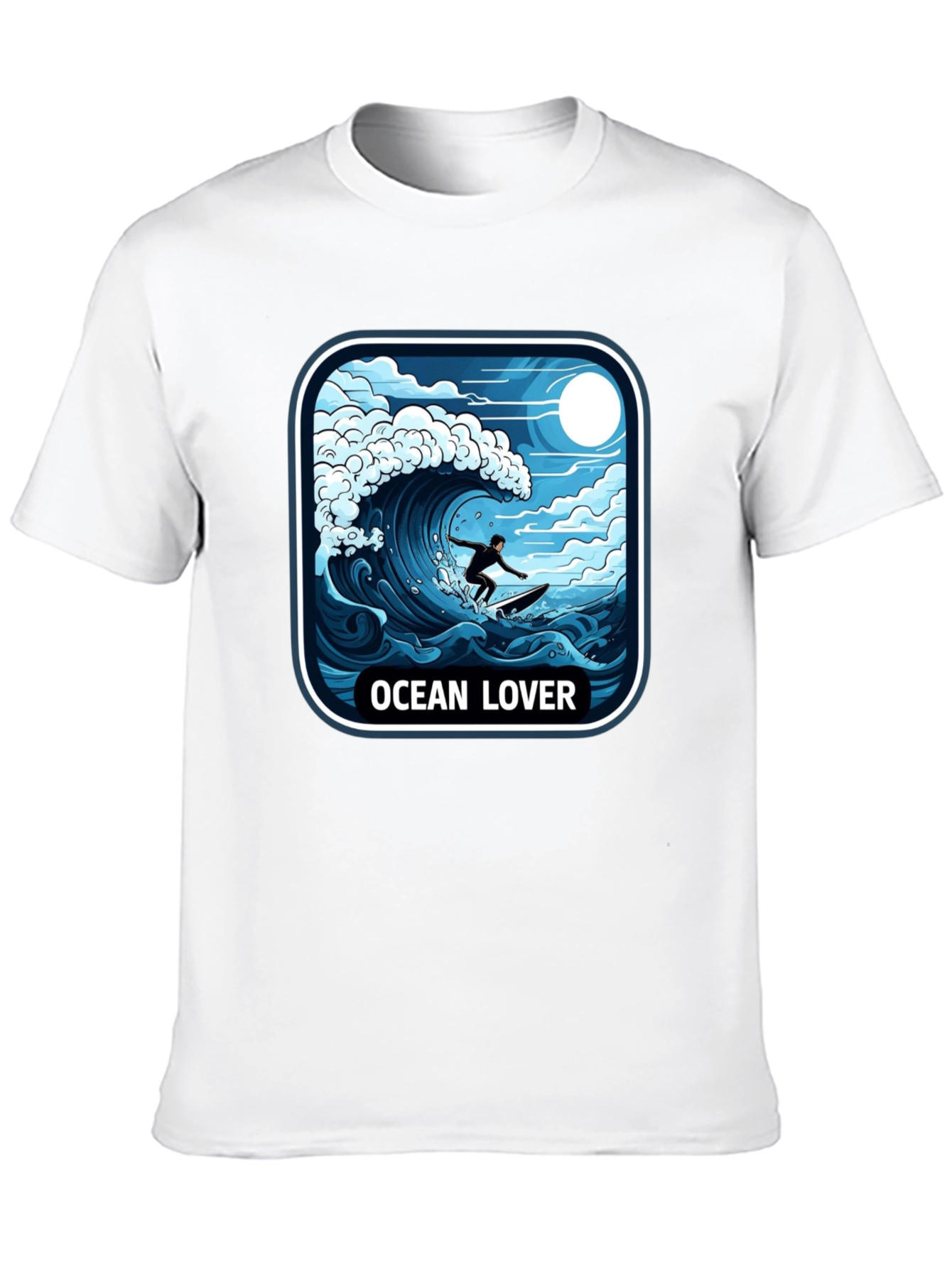 Ocean Lover Graphic Tee - Surfer Wave Design