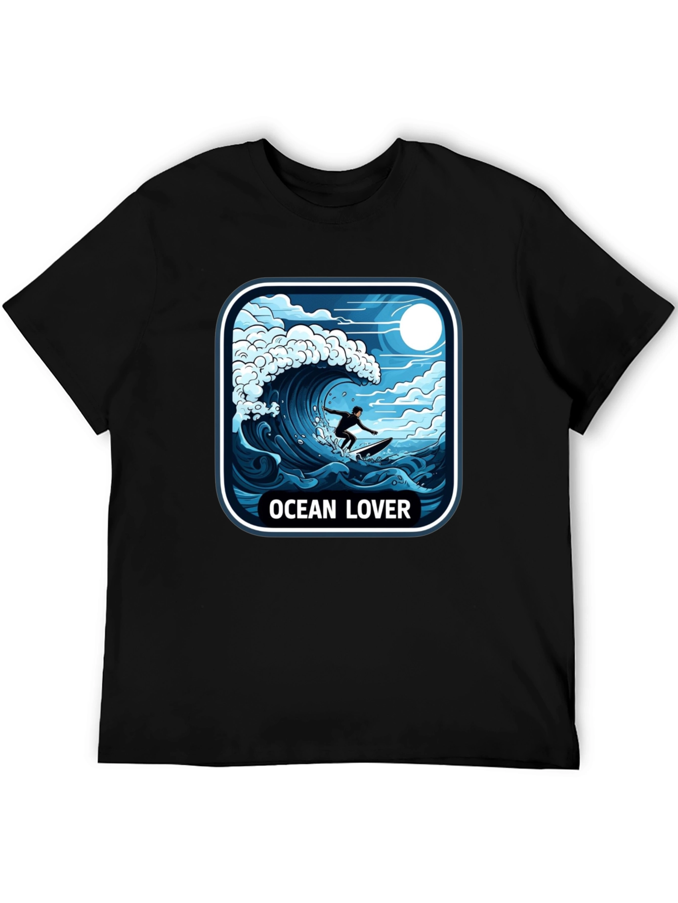 Ocean Lover Graphic Tee - Surfer Wave Design